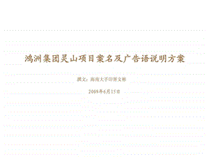 海口鸿洲集团灵山项目案名及广告语说明方案.ppt