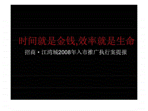 时间就是金钱效率就是生命招商江湾城入市推广执行案提报.ppt