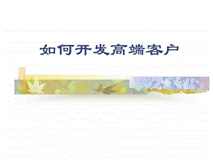 销售技巧如何开发高端客户.ppt