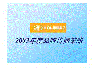 tcl国际电工品牌推广策略完成稿.ppt