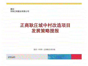 易居郑州正商耿庄城中村改造项目发展策略提报.ppt