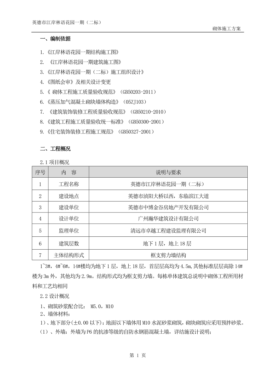 英德市某小区砌没体工程施工方案(灰砂砖、加气块).doc_第2页