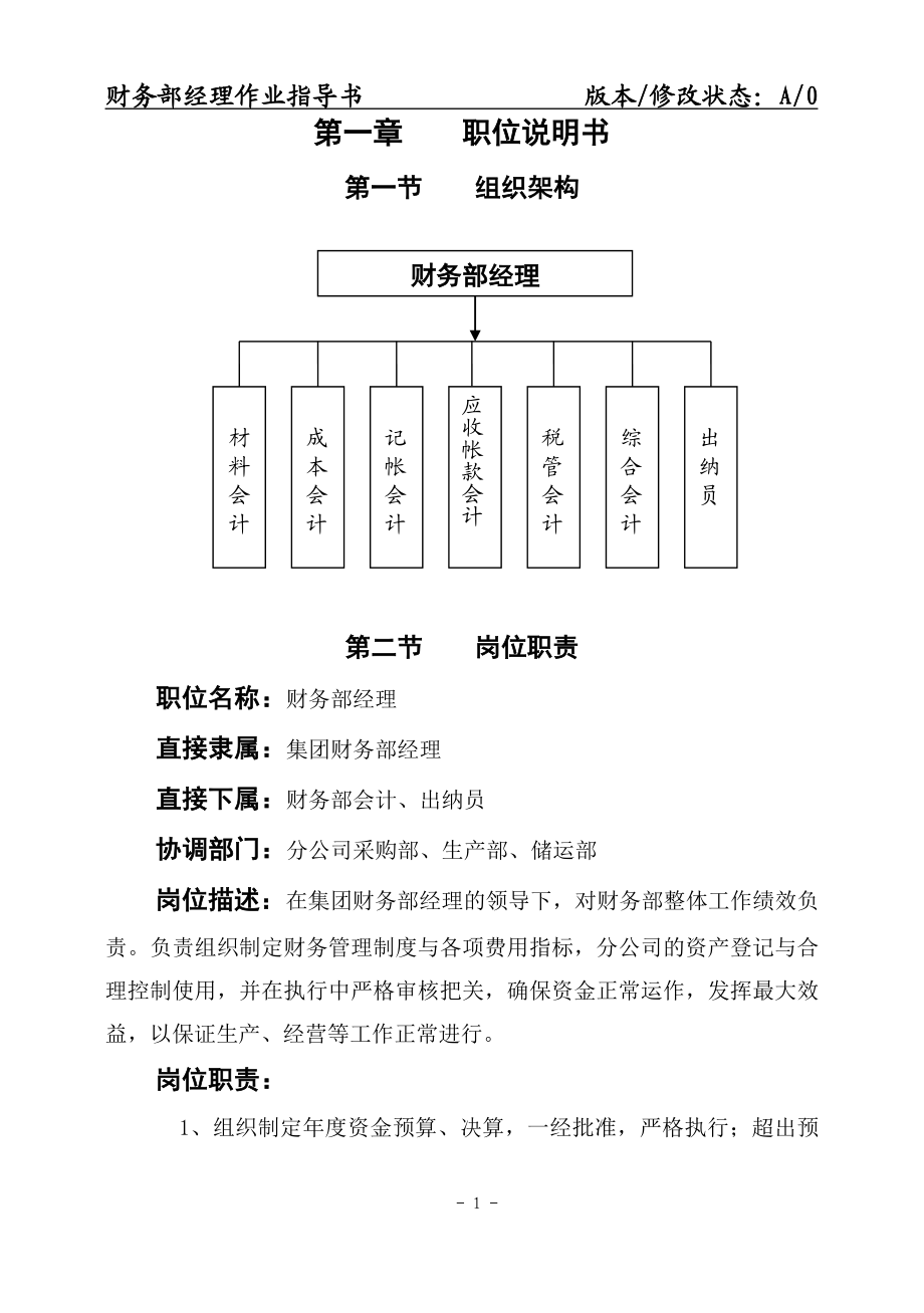 财务部部经理岗位点作业指导书.doc_第1页