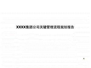 XXXX集团公司关键管理流程规划报告.ppt