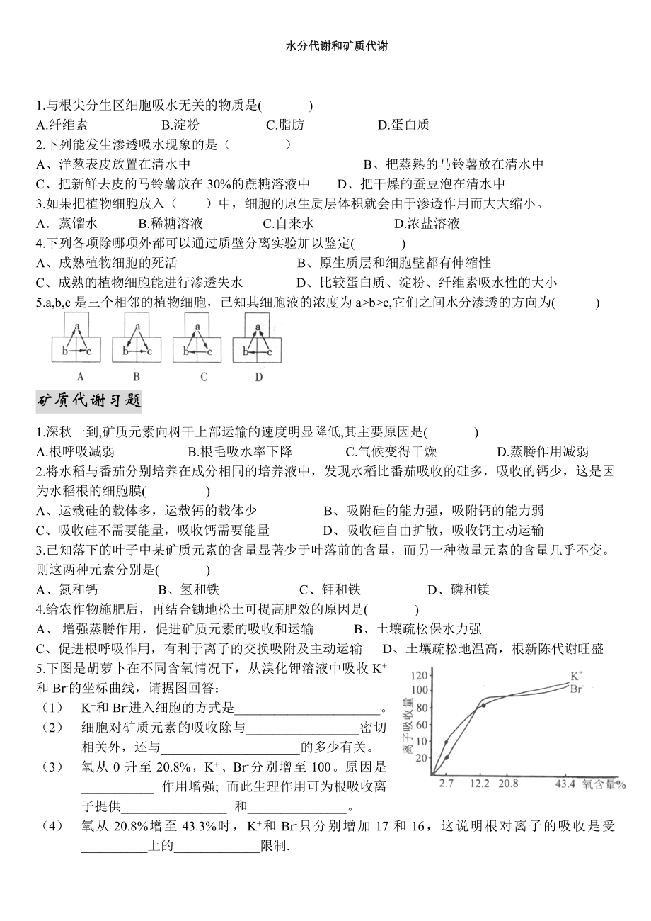 水分代谢和矿质代谢.doc_第1页