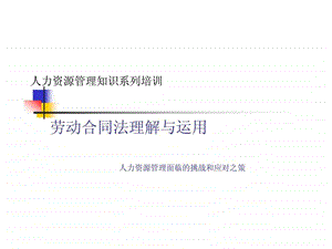 人力资源管理知识系列培训劳动合同法理解与运用.ppt