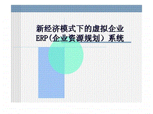 新经济模式下的虚拟企业erp企业资源规划系统.ppt