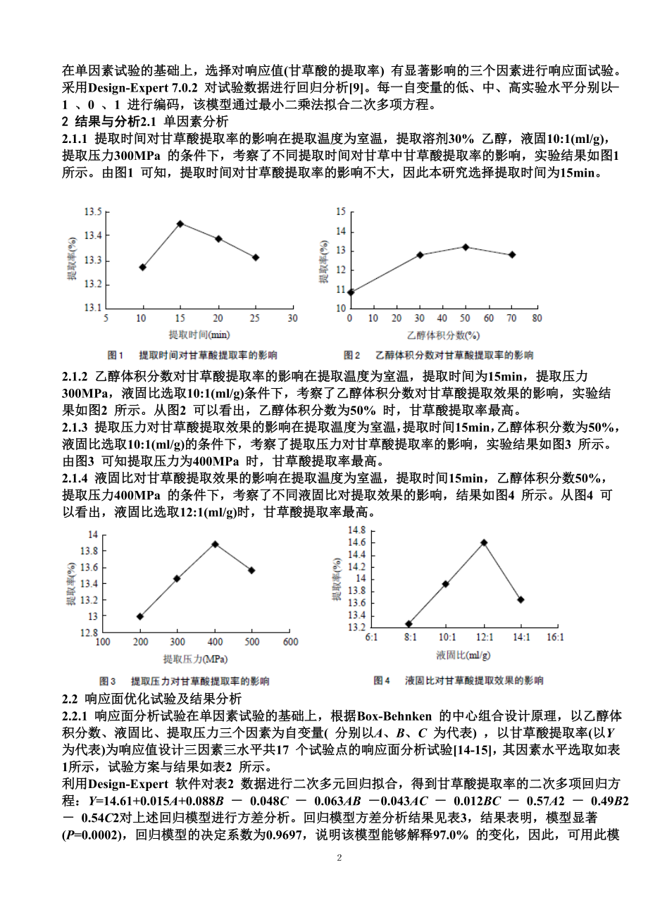 超高压对提取甘草酸的工艺研究.doc_第2页