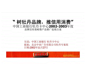 树牡丹品牌推信用消费中国工商银行牡丹卡中心20022003品牌宣传策略暨产品推广促销方案.ppt