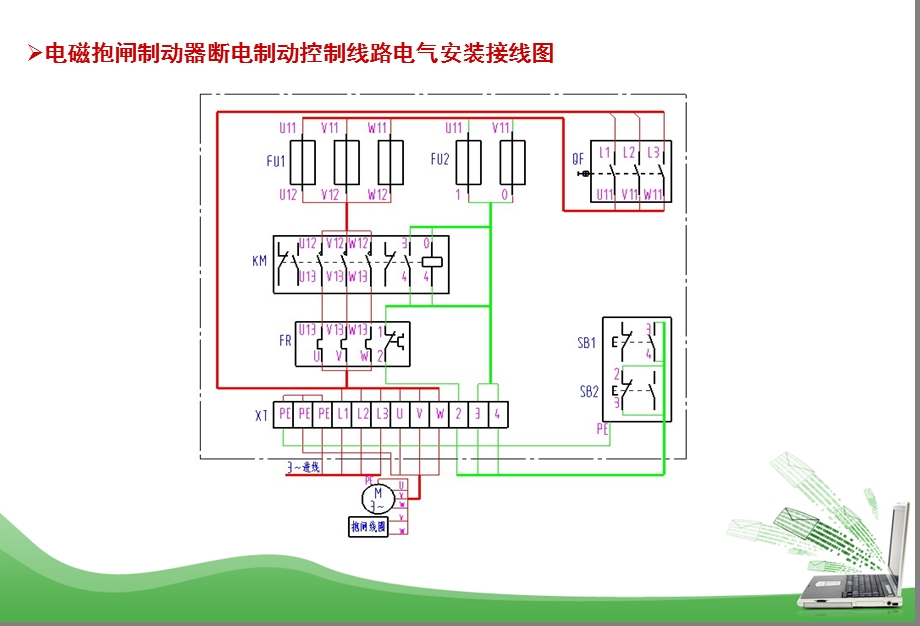 电磁抱闸制动控制线路电气元件布置及安装接线图.ppt_第3页