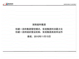 湖南骏和投资集团人力资源管理项目集团管控模式与组织模式.ppt