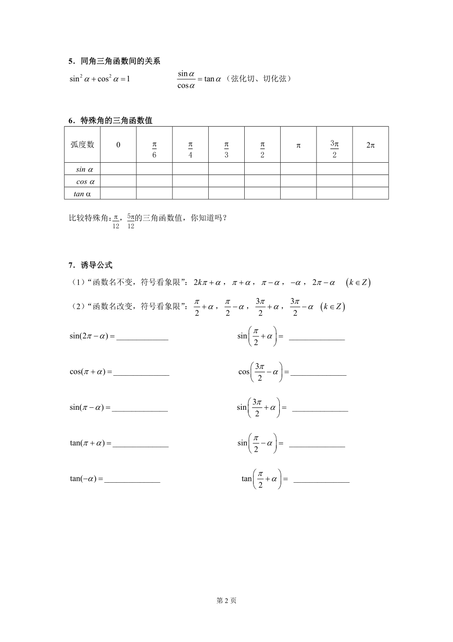 三角函数与向量知识点梳理.doc_第2页