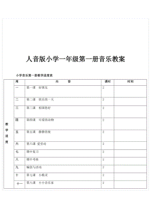 人音版小学一年级第一册精选音乐教案.doc