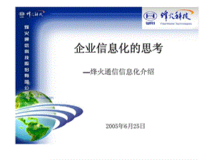 企业信息化的思考烽火通信信息化介绍.ppt