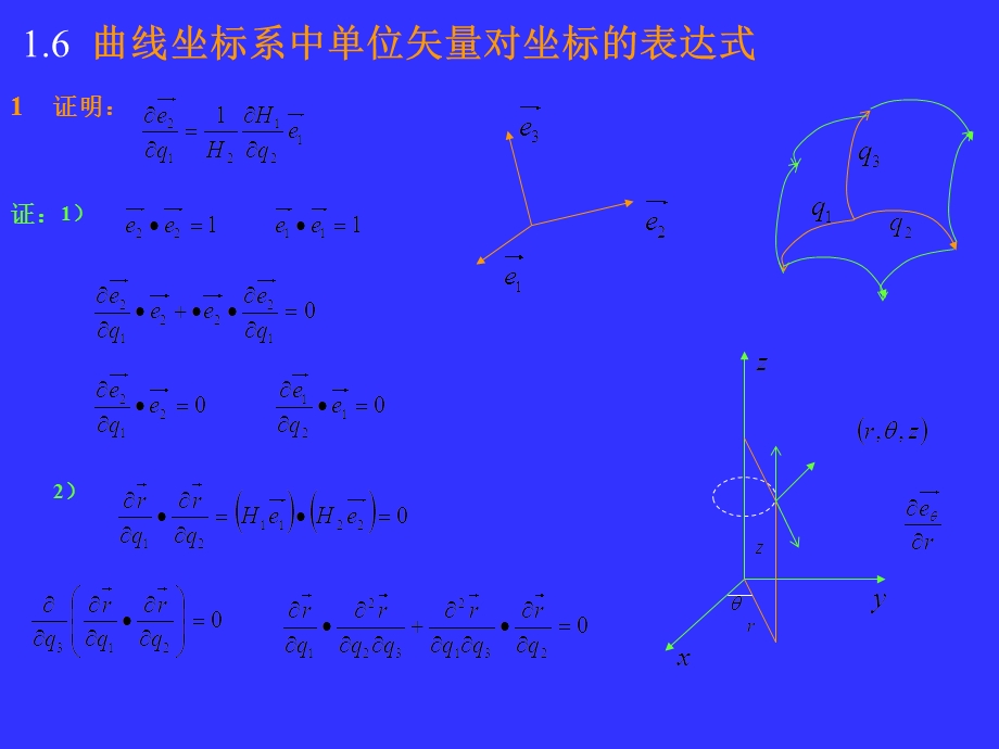 曲线坐标系中单位矢量对坐标的表达式.ppt_第1页