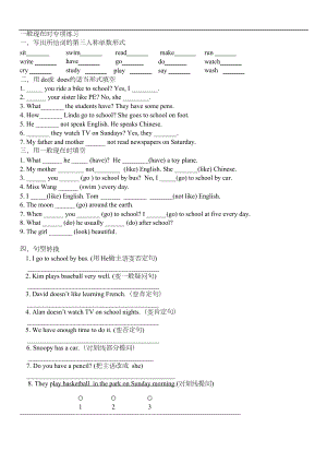 小学英语一般现在时习题(200题).docx