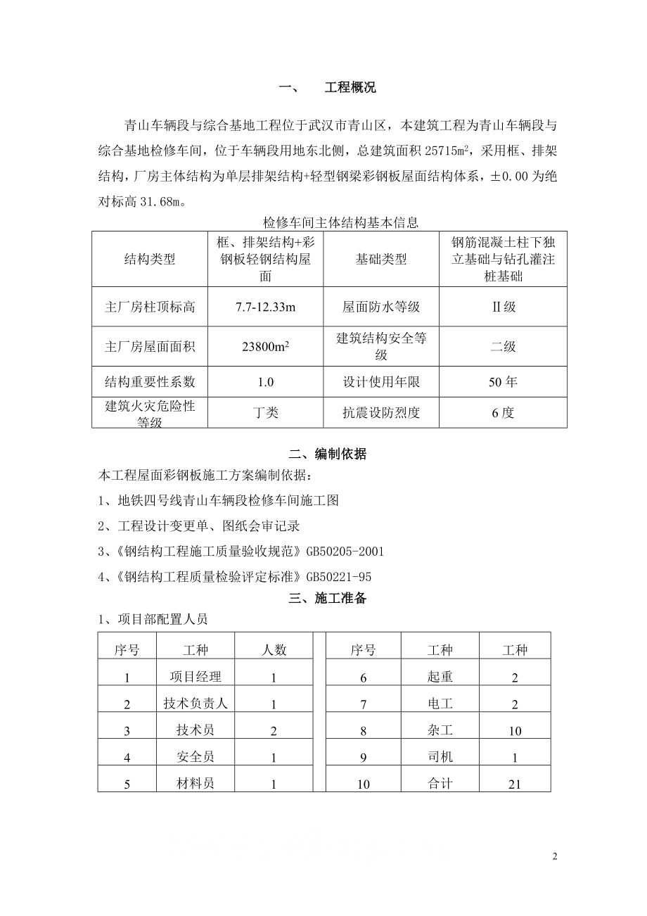 屋面彩钢板施工方案解读.doc_第2页