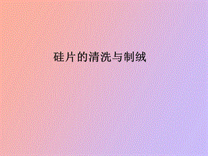 硅片的清洗与制绒.ppt