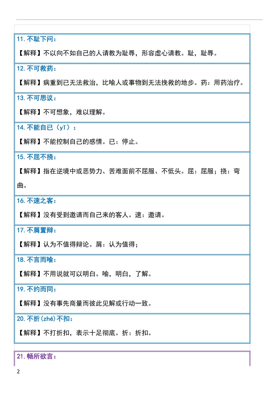 小学必备成语及注释(小学全部成语知识点为孩子收藏).doc_第2页