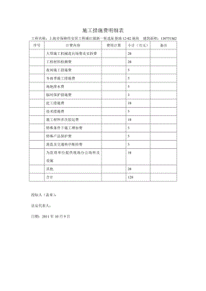 施工措施费明细等表格.doc