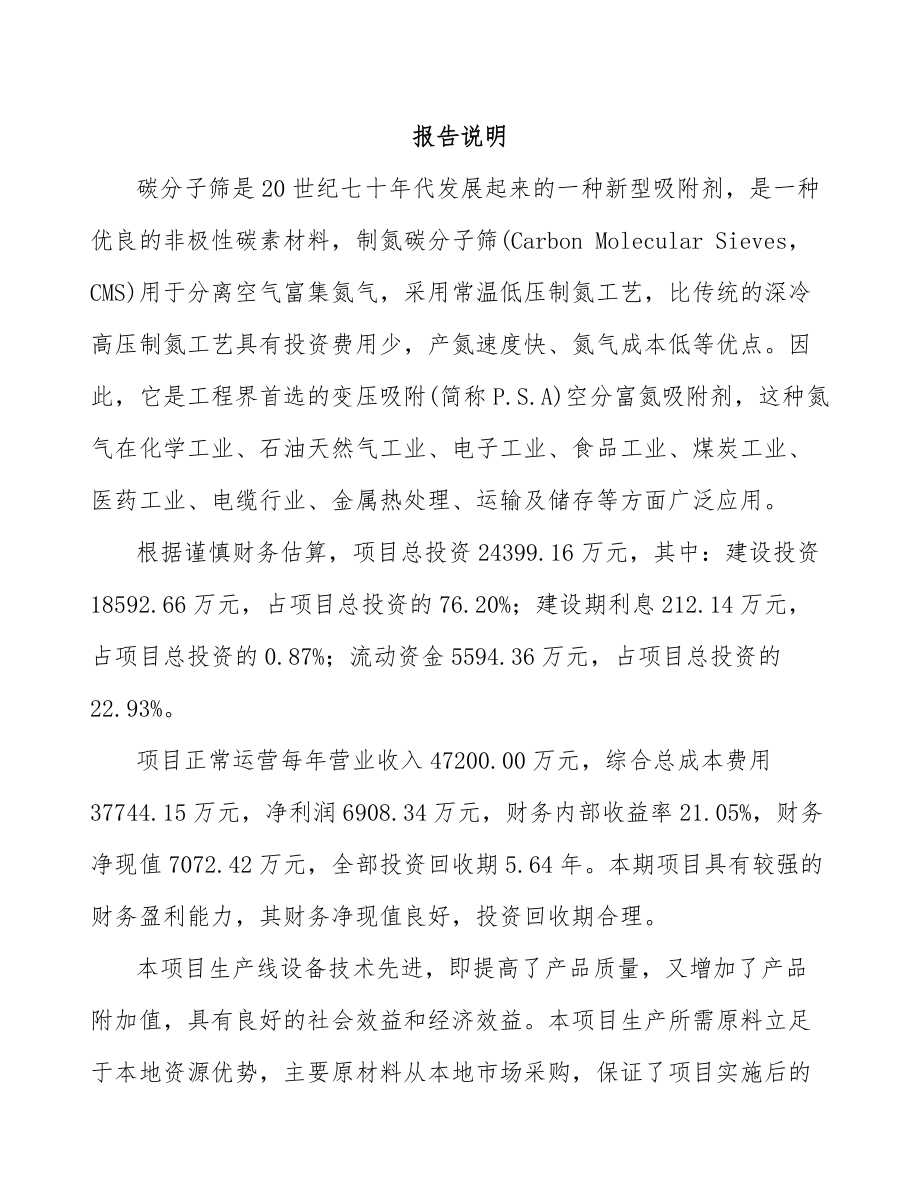 山东碳分子筛项目可行性研究报告.docx_第2页