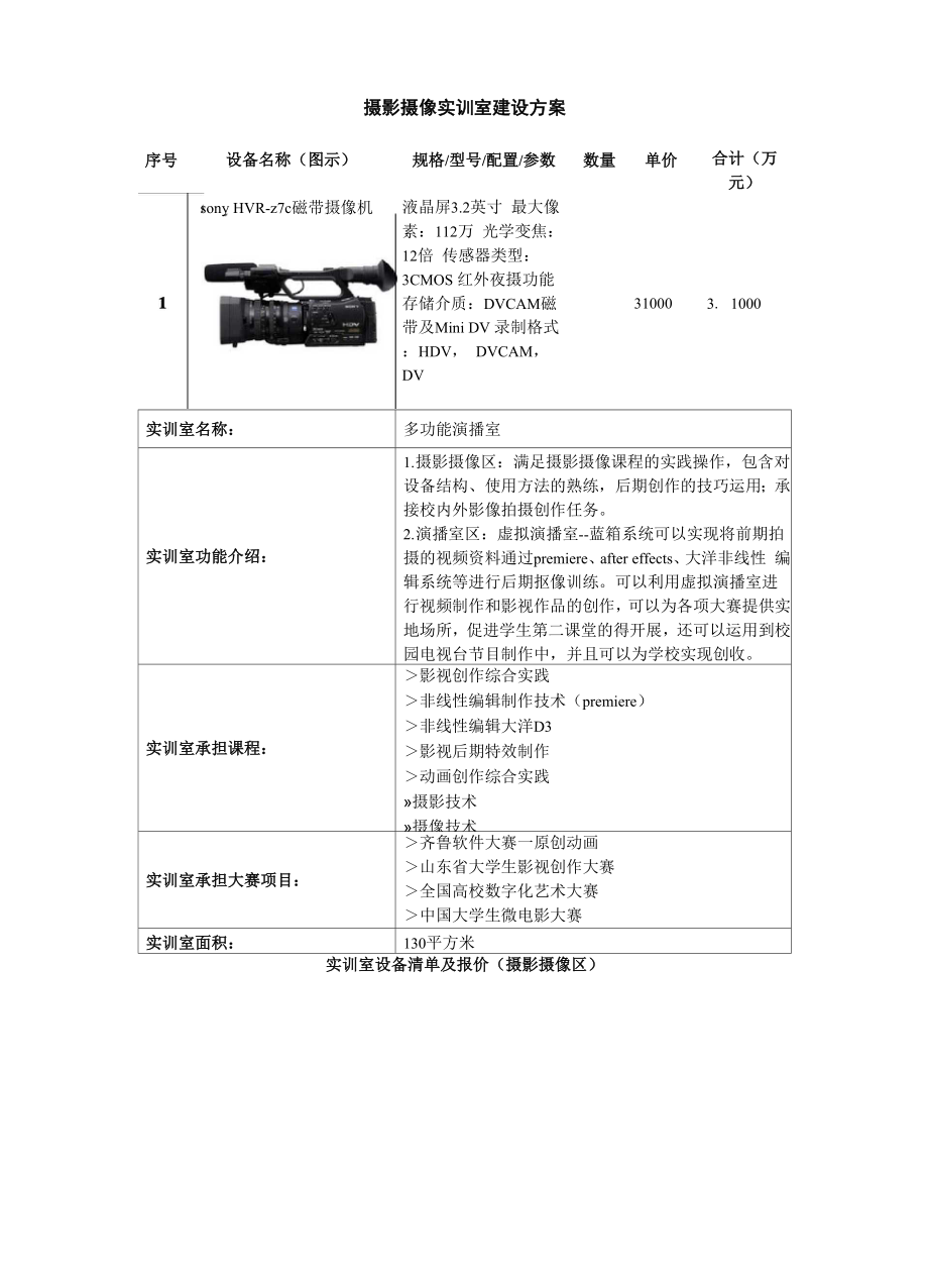 动漫设计与制作专业实训室建设方案.docx_第2页