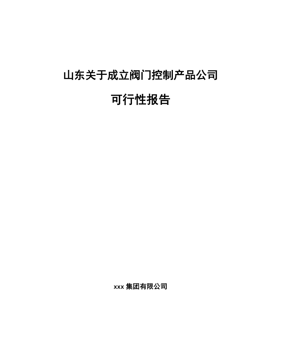 山东关于成立阀门控制产品公司可行性报告.docx_第1页