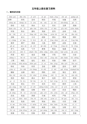 yina人教版五年级语文上册期末总复习资料.doc