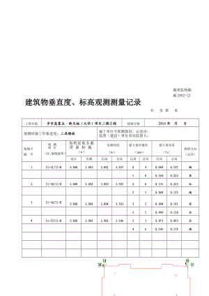 [笔记]11 东单元建筑物垂直度、标高观测测量记录.doc