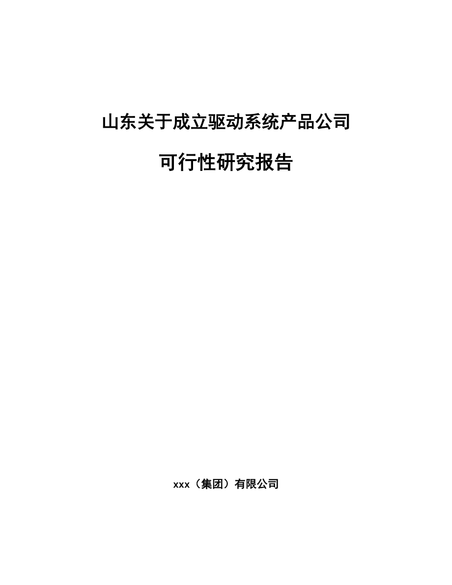 山东关于成立驱动系统产品公司可行性研究报告.docx_第1页