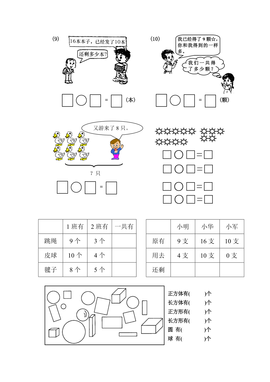 一年级数学上册复习题看图列算式2.doc_第2页