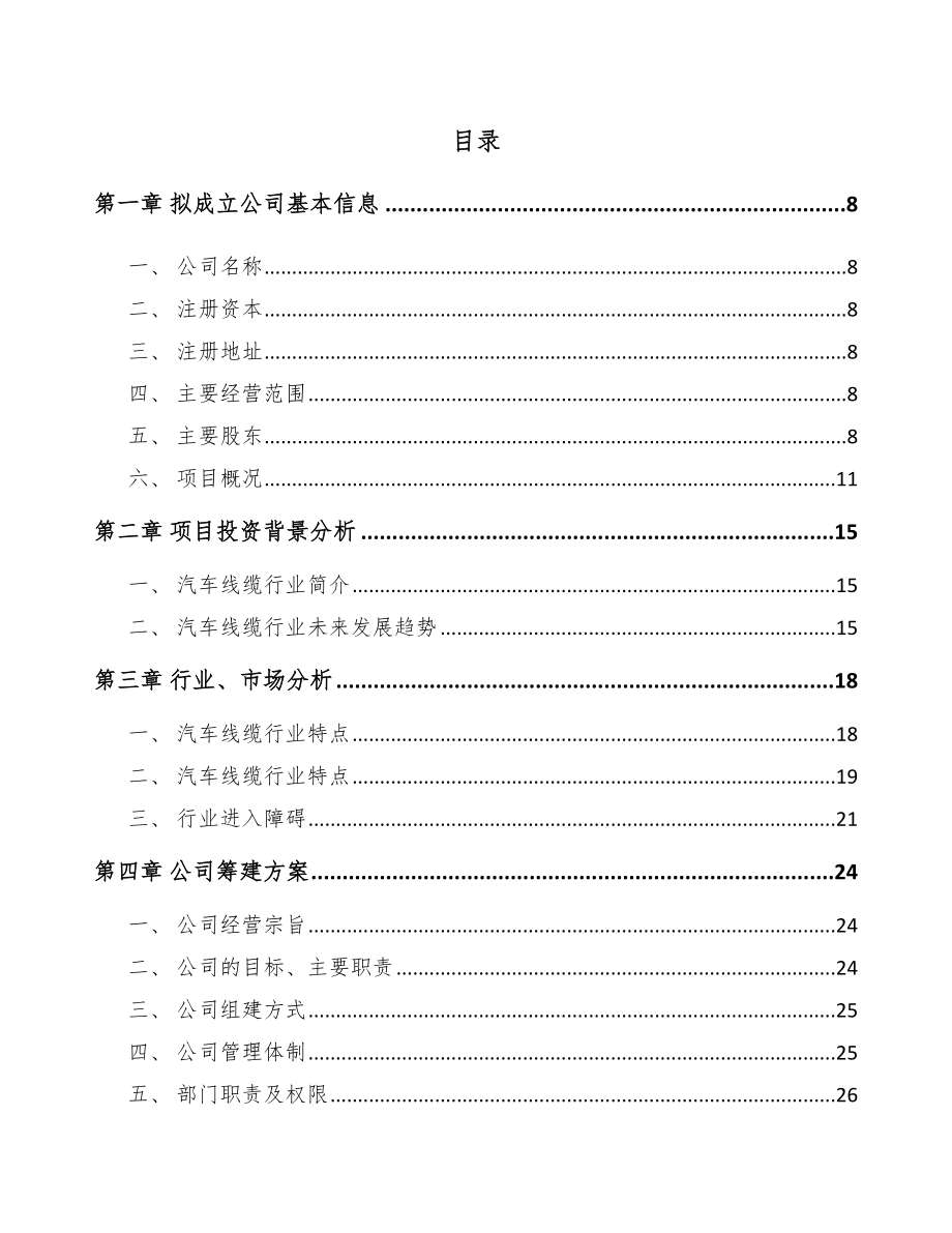 山东关于成立汽车线缆公司可行性研究报告.docx_第2页