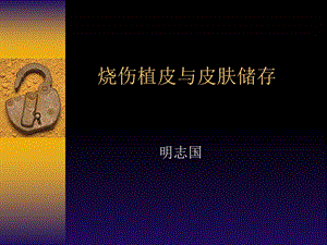 烧伤植皮与皮肤储存.ppt