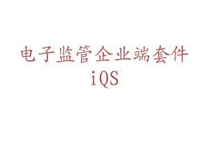 电子监管企业端套件iQS.ppt