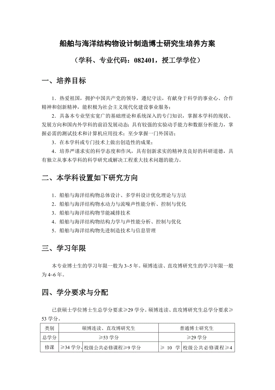 船舶与海洋结构物设计制造专业博士研究生培养方案.doc_第1页