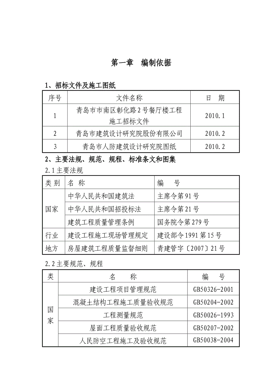 青岛市市南区彰化路2号餐厅楼工程餐厅楼拆除新建工程施工组织设计.doc_第1页