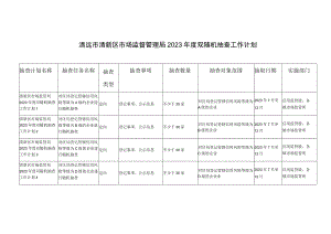 清远市清新区市场监督管理局2023年度双随机抽查工作计划.docx