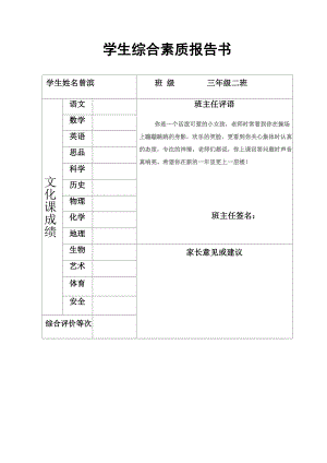 学生综合素质报告书.docx