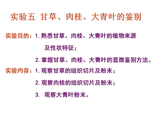 《生药学教学资料》实验五、甘草、肉桂、大青叶.ppt