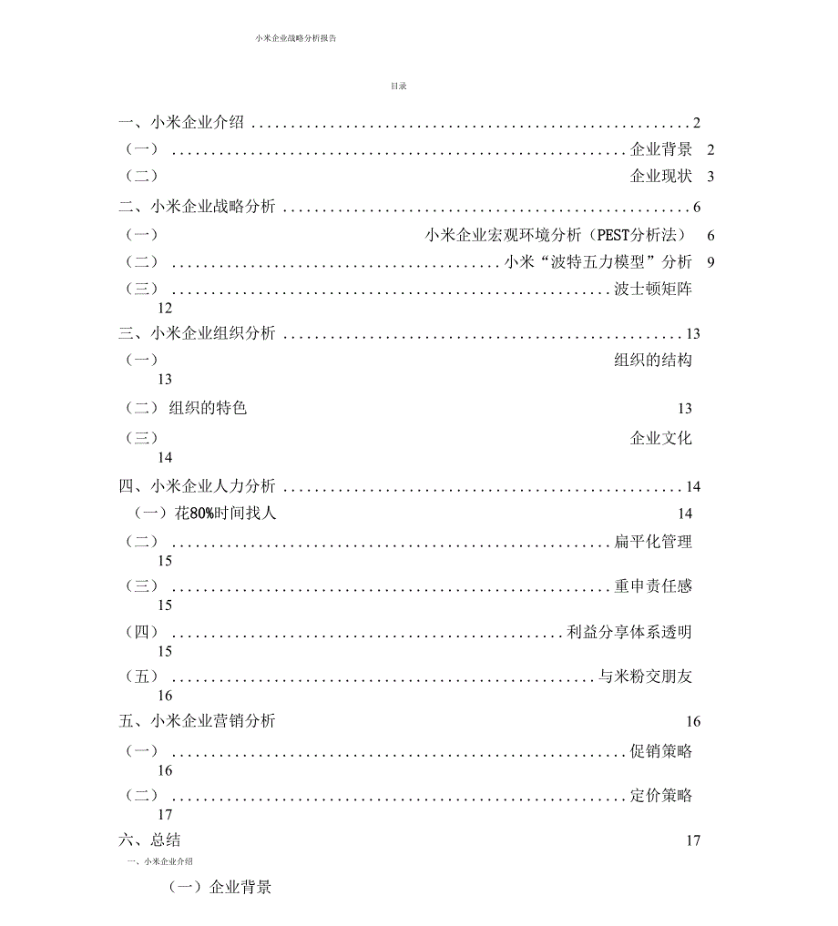 小米公司战略解析总结报告书.docx_第1页