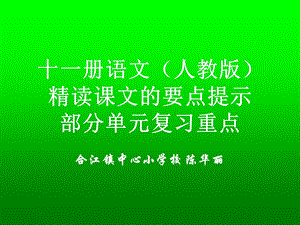 十一册语文(人教版)精读课文的要点提.ppt