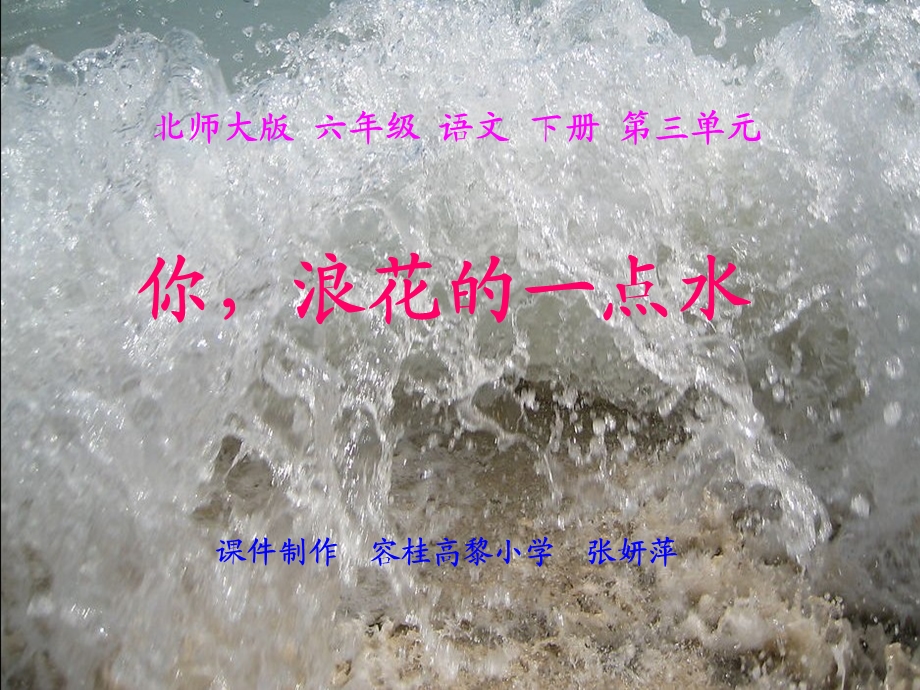 《你浪花的一滴水》张妍萍.ppt_第1页