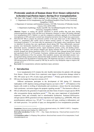 [精品论文]Proteomic analysis of human donor liver tissues subjected to ischemiareperfusion injury.doc