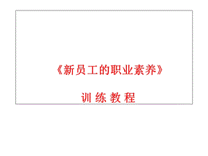 《新员工的职业素养》训练教程.ppt