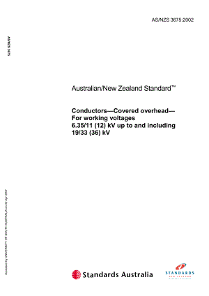 【AS澳大利亚标准】AS 36752002 Conductors—Covered overhead— For working voltages 6.3511 (12) kV up to.doc