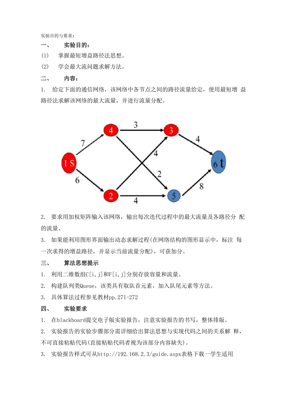 实验6 最短增益路径法求解最大流问题.docx_第2页