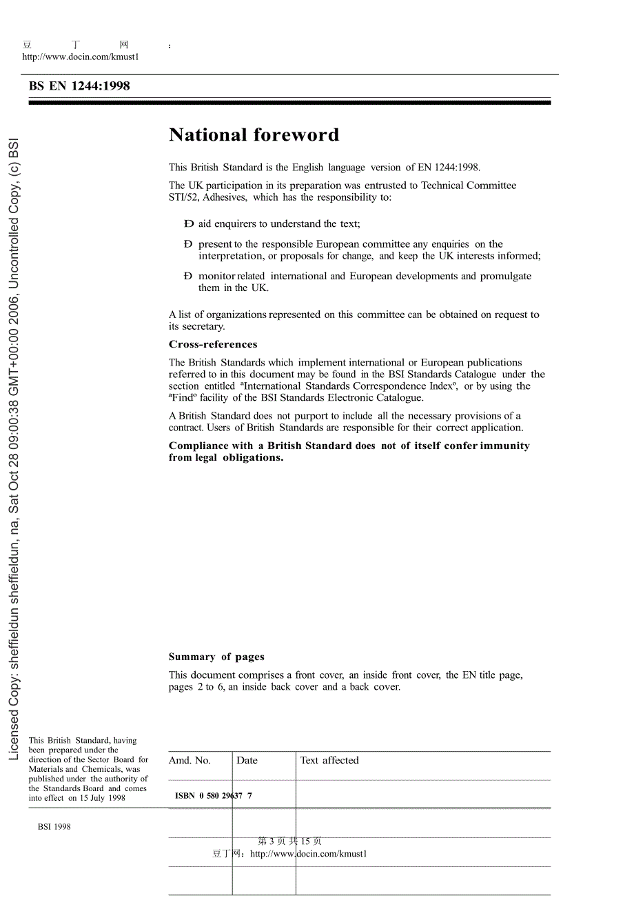 【英国标准word原稿】BS EN 12441998 Adhesives. Determination of the colour andor colour changes of a.doc_第3页