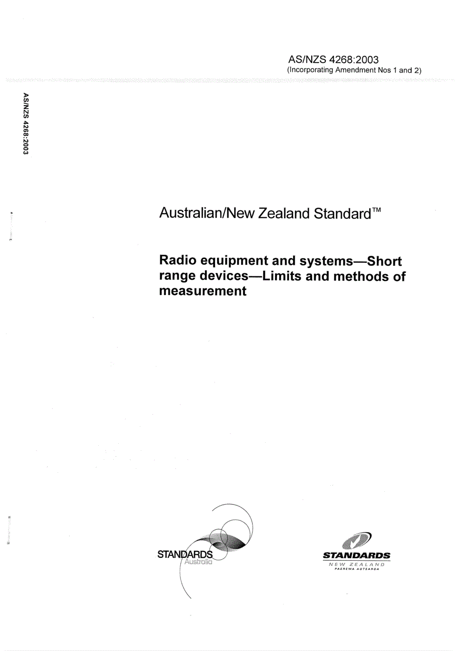 【AS澳大利亚标准】AS NZS 42682003(A2) Radio equipment and systemsShort range devicesLimits and.doc_第1页
