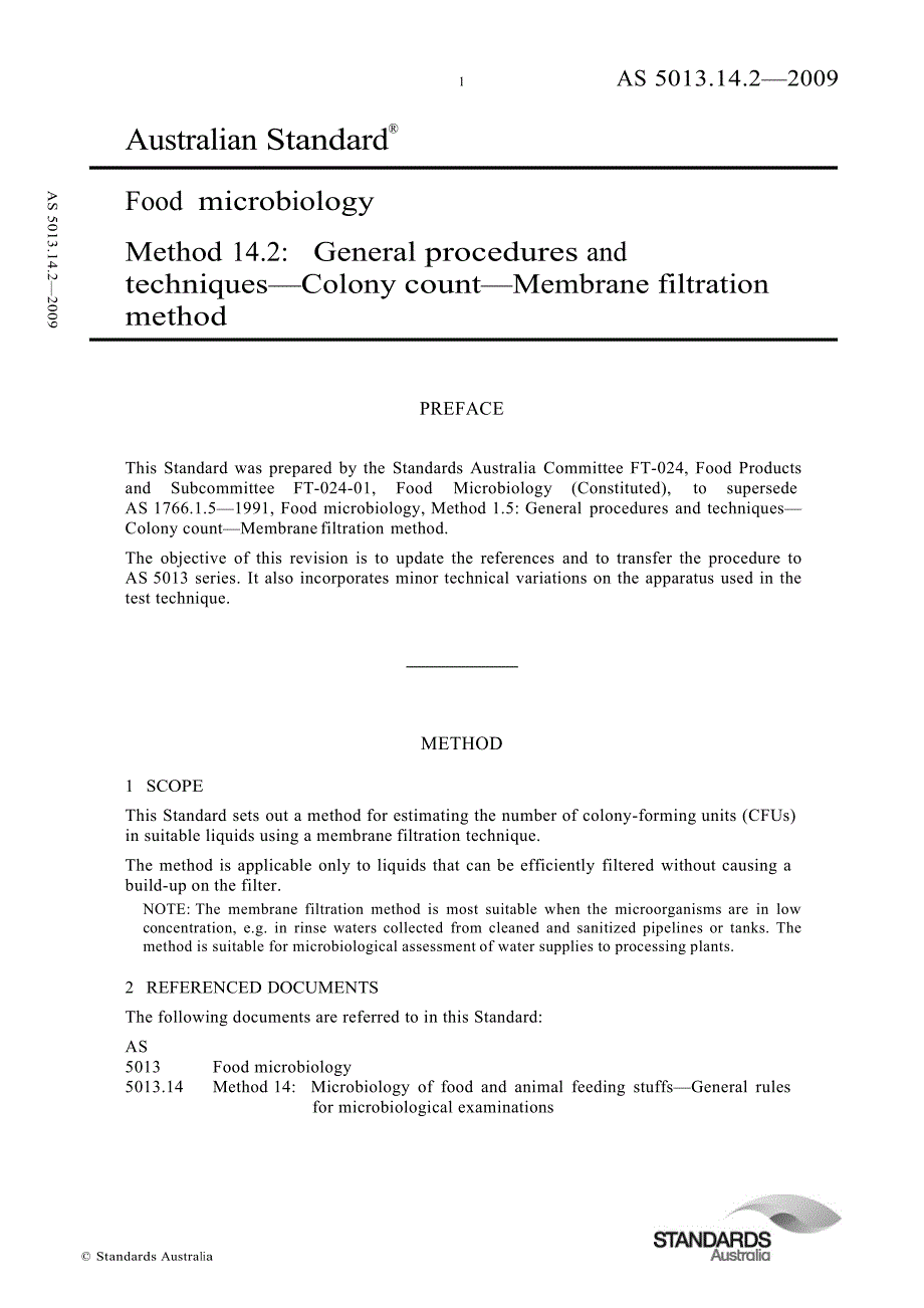 【AS澳大利亚标准】AS 5013.14.2 Food microbiology Method 14.2 General procedures and techniques—C.doc_第1页