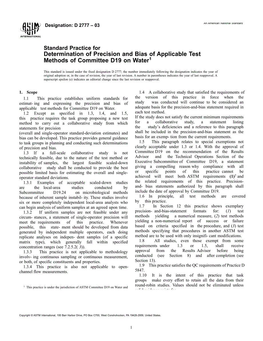 D 2777 – 03 ;RDI3NZC.doc_第1页
